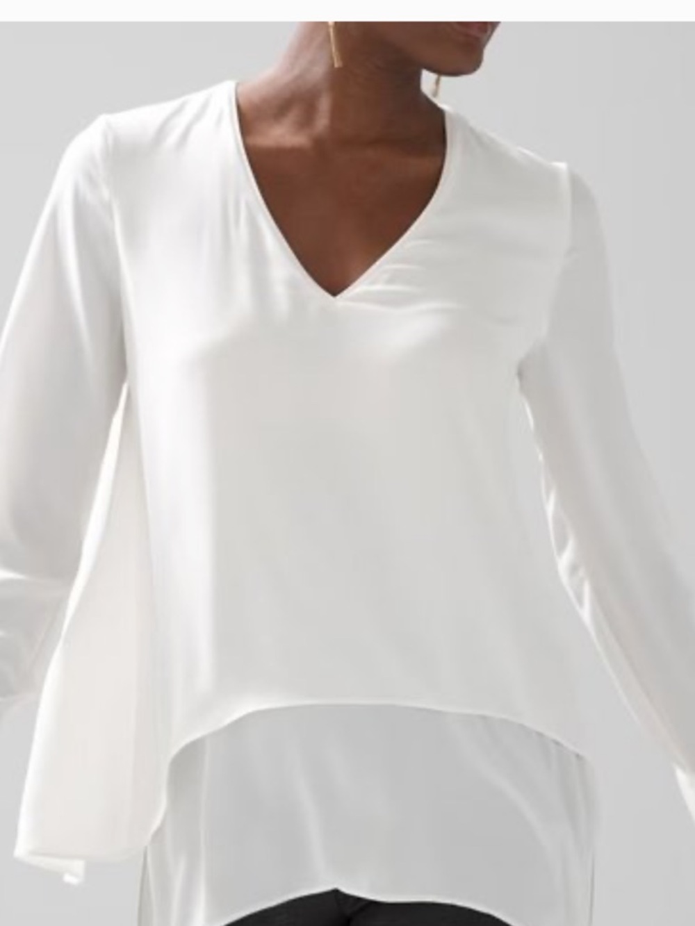 WHBM Women's White V-Neck Layered Blouse